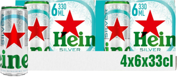 Heineken Silver tray met 24 blikjes van 33cl